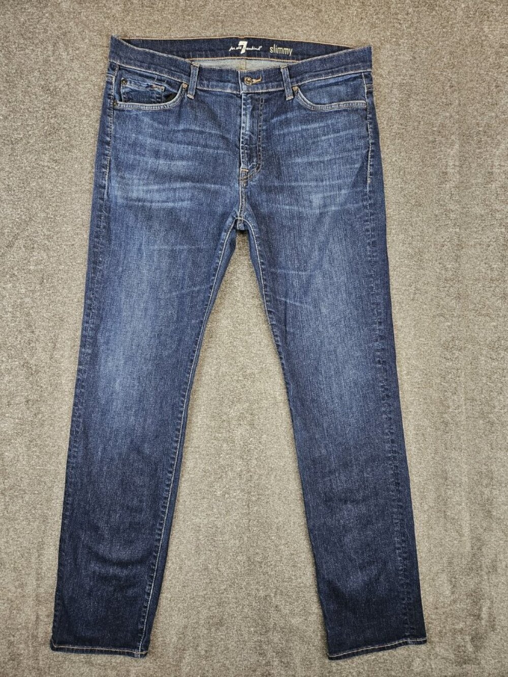 7 For All Mankind Slimmy Slim Straight Jeans Mens 36 (36x33) Dark Blue Stretch